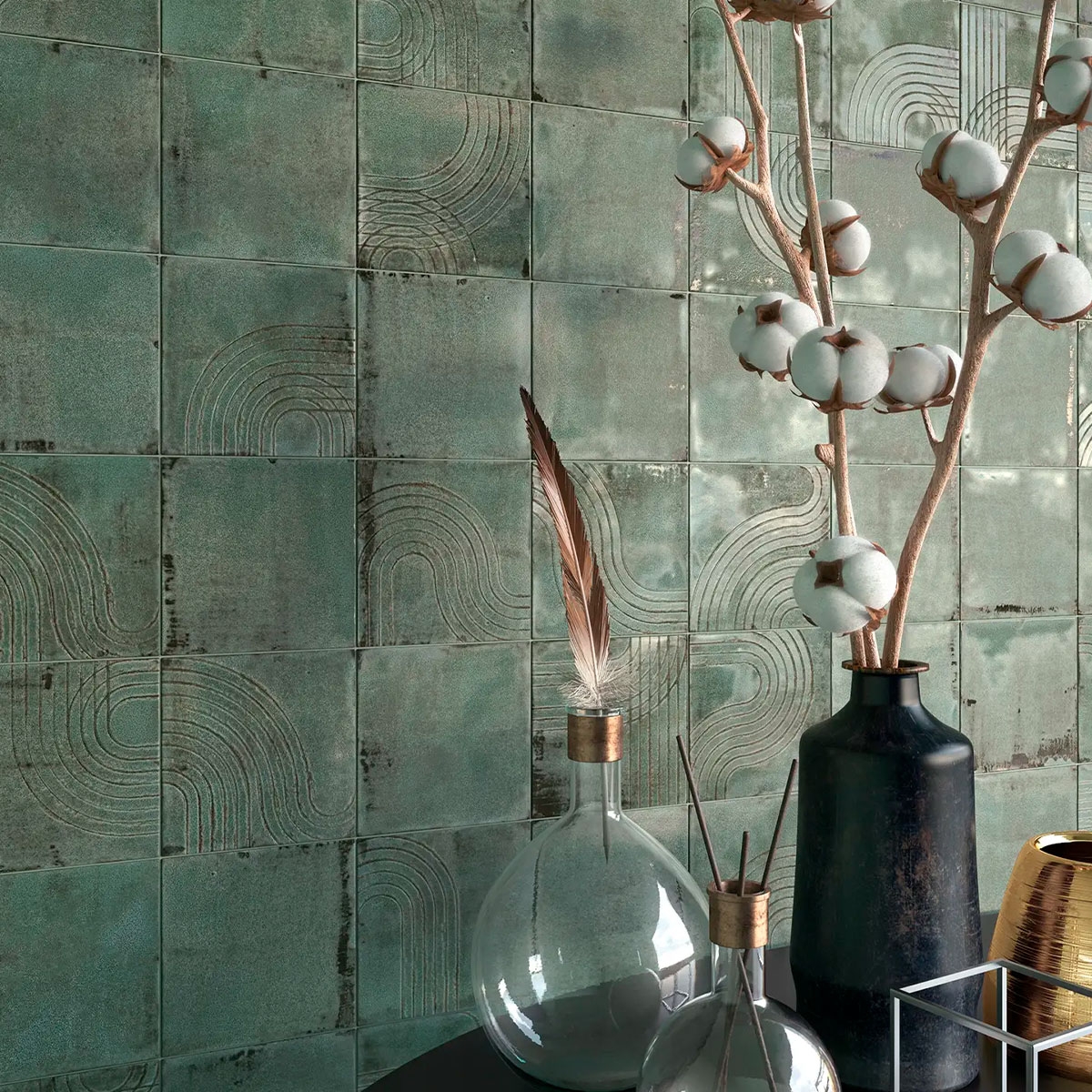 Intérieur avec revêtement Enso Wabi Green 12.5x12.5 (Boîte 0.55m2)