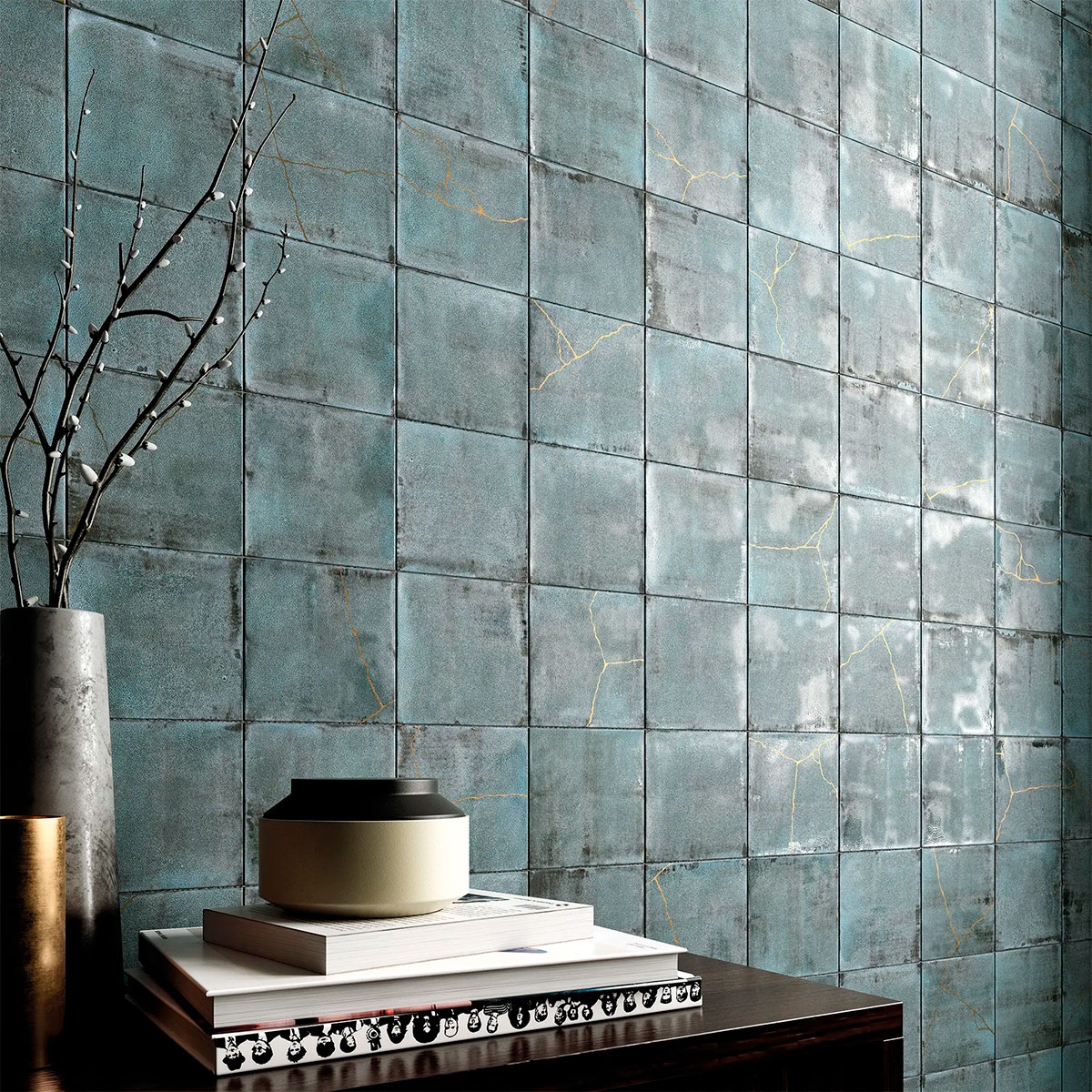 Interior con revestimiento Enso Nakama Blue 12,5x12,5 (Caja 0.55m2)