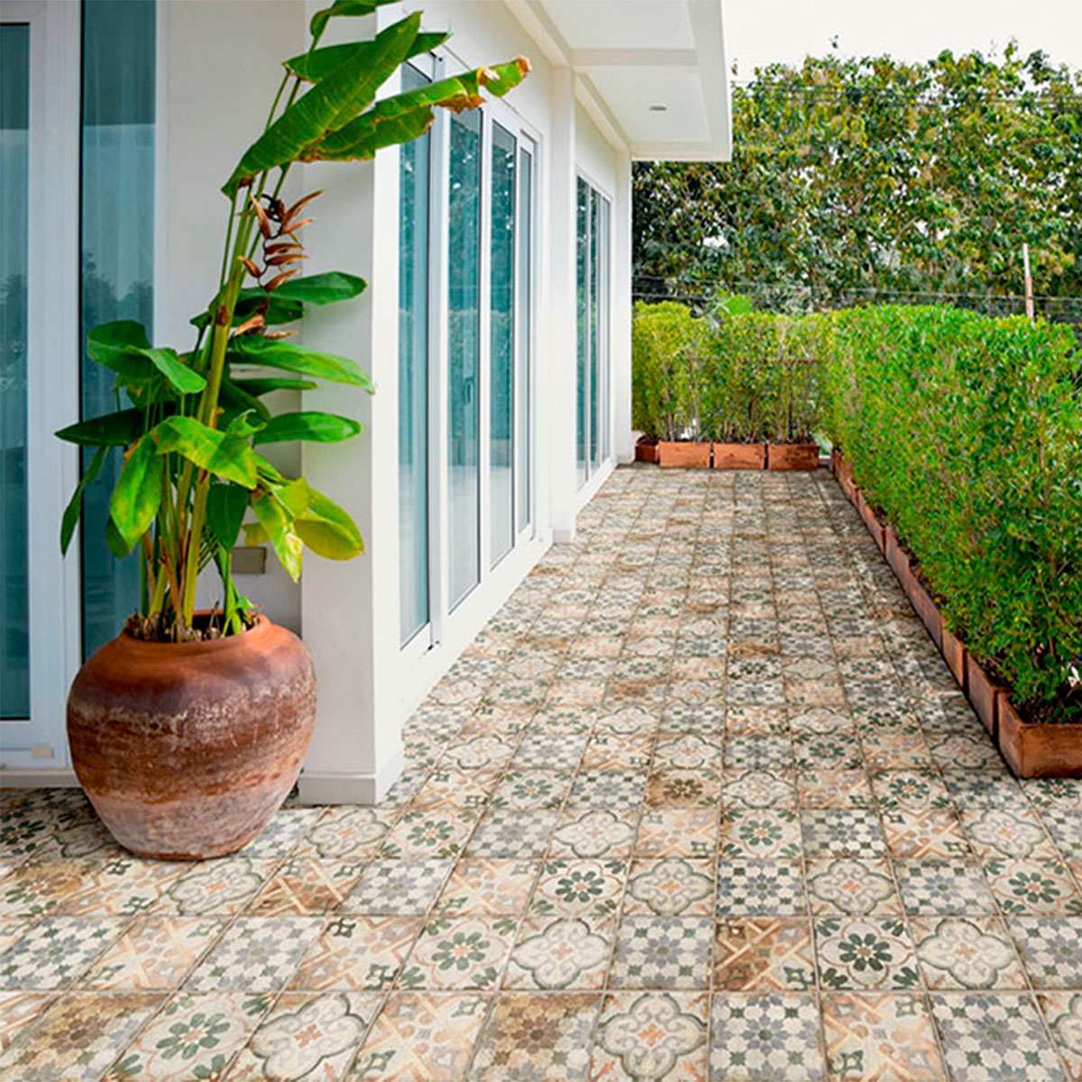 Exterior com pavimento antiderrapante D' Anticatto Decor Mix Varese 22,5x22,5 (Caixa 1,01 m2)