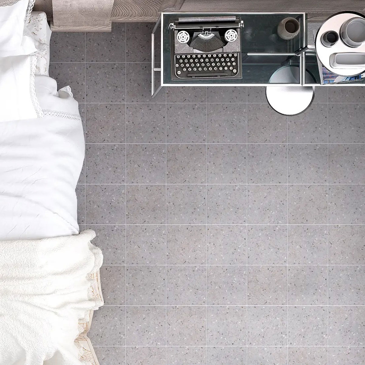 Intérieur avec revêtement de sol Natural Drops Grey 18,5x18,5