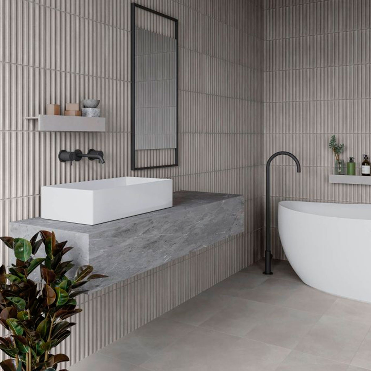 Bathroom with Core Deco Grey coating 32x62.5 (Box 1.00m2)