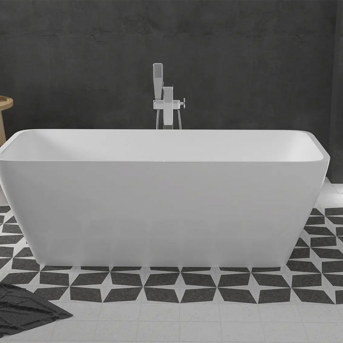 Interior com pavimento Rhombus Decor Graphite 18.5x18.5