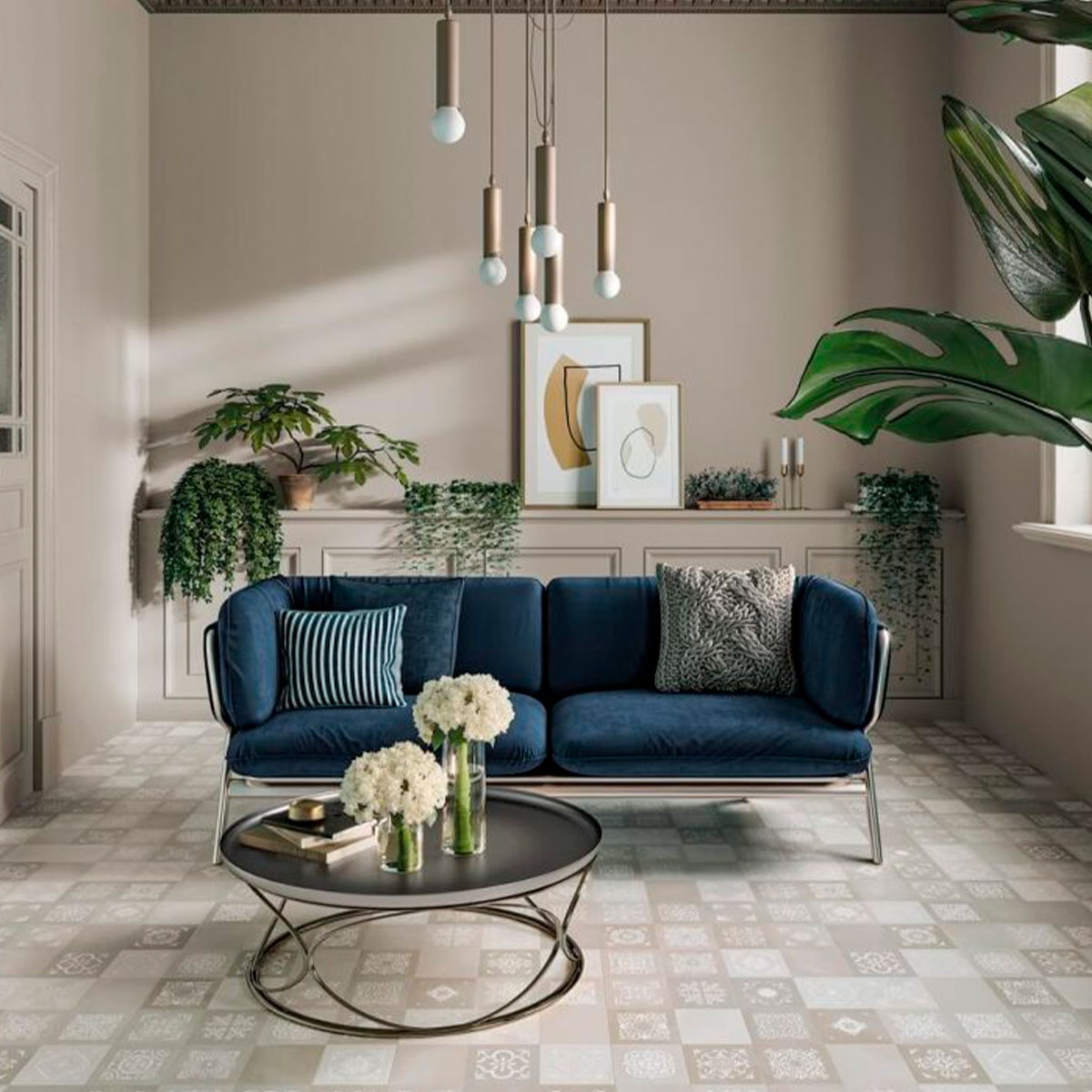 Interior with flooring Delice Almond 33,15x33,15