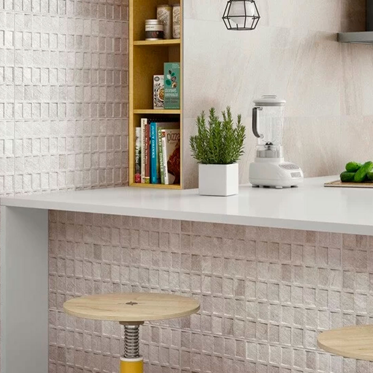 Cocina con revestimiento Dover Deco Almond 45x90 (Caja 1,22m2)