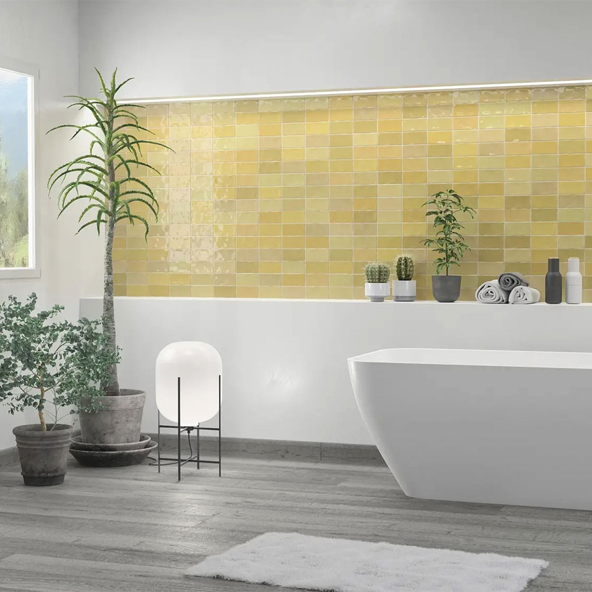 Interior com revestimento Fez Mustard Matte 6.2x12.5