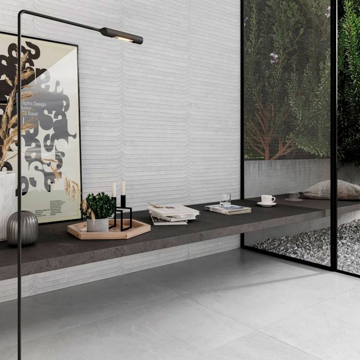 Interior com revestimento Lavik Deco Pearl 32x62.5 (Box 1.00m2)