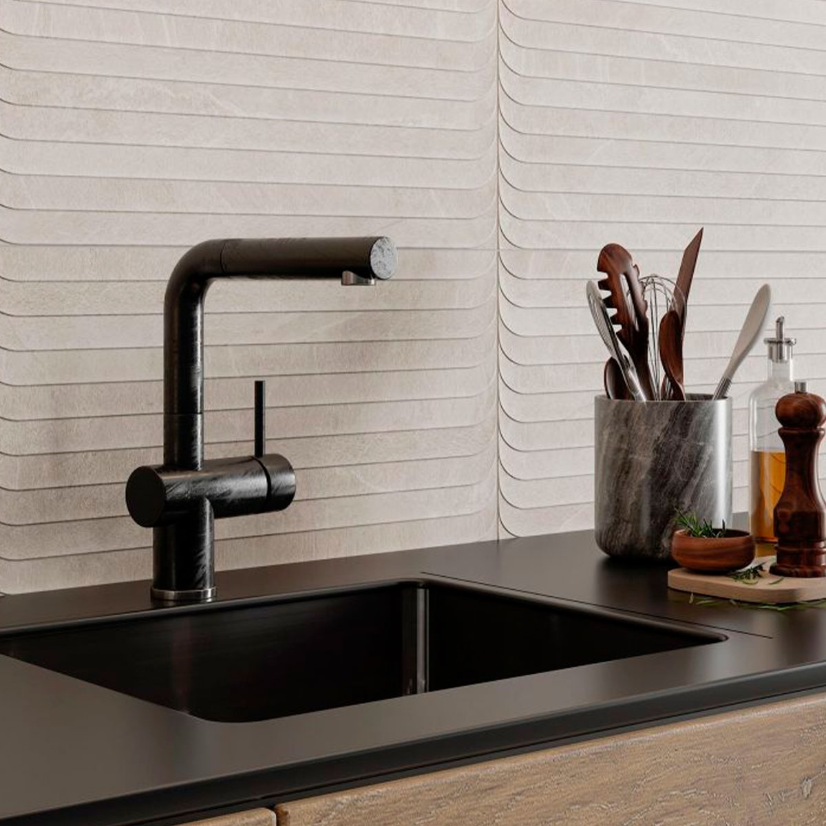 Cuisine avec revêtement Lavik Deco Almond 32x62.5 (Boîte 1.00m2)