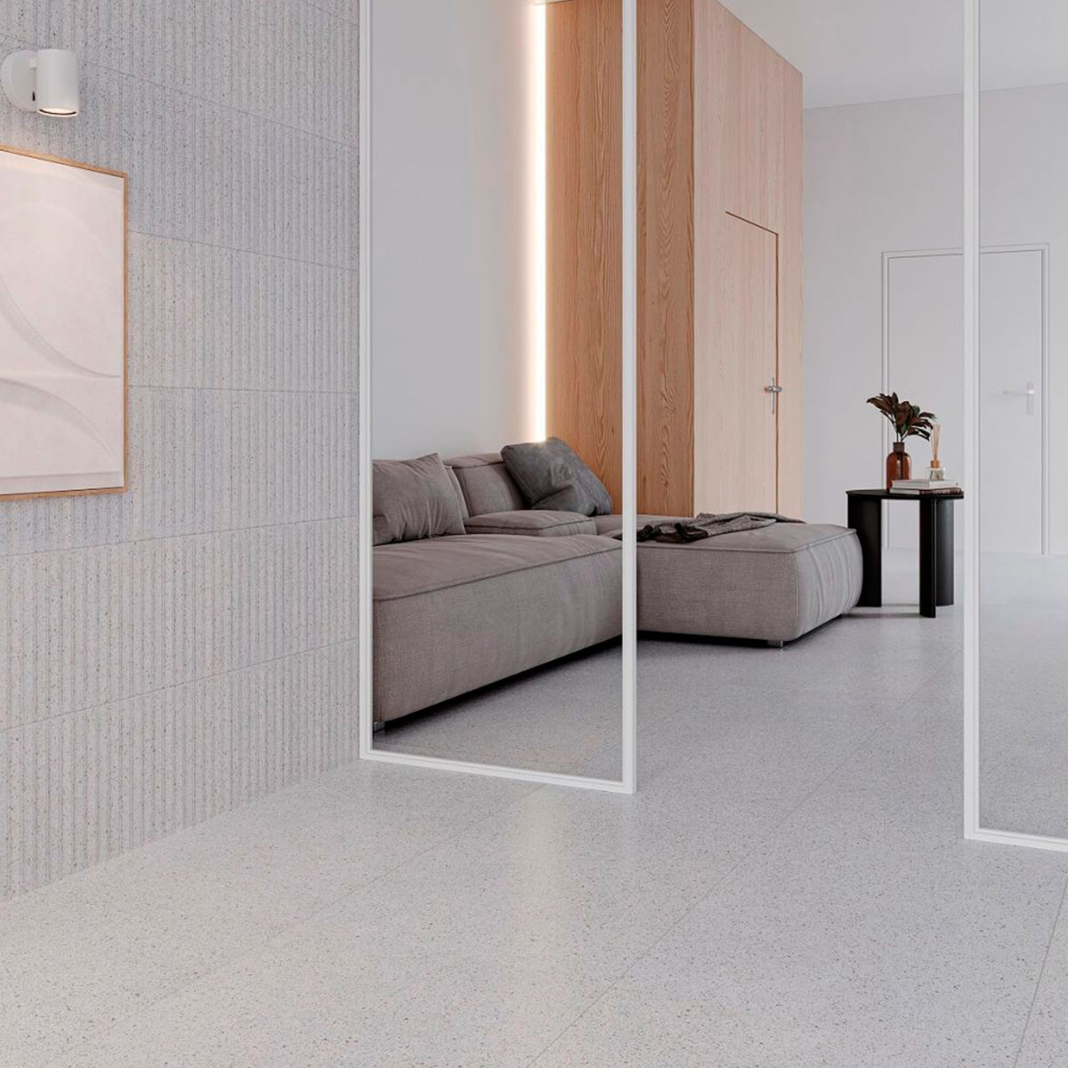 Interior com pavimento Marmetta Grey 59.1x119.1 (Box 1.41m2)