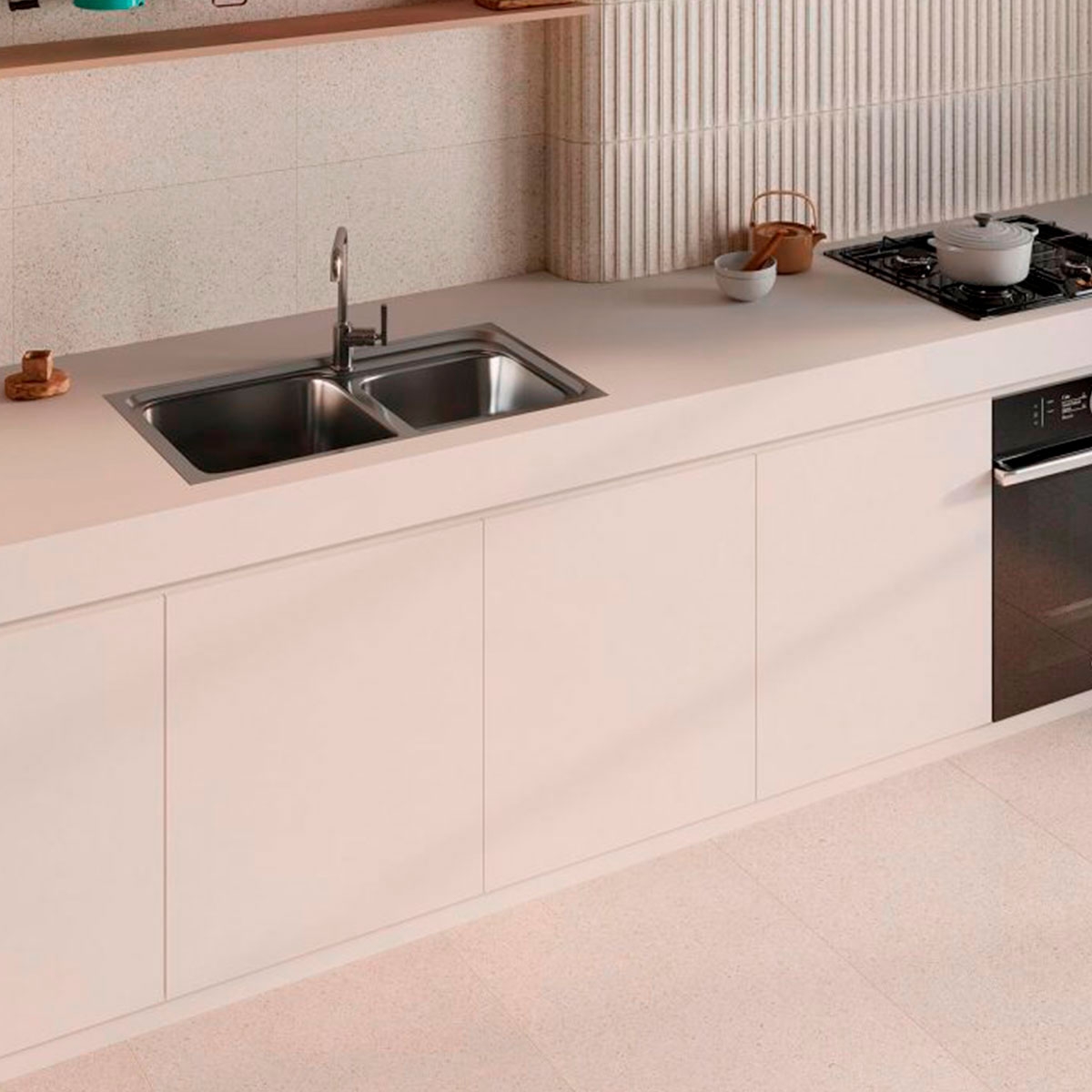 Cozinha com revestimento Marmetta Cream 32x62.5 (Box 1.00m2)