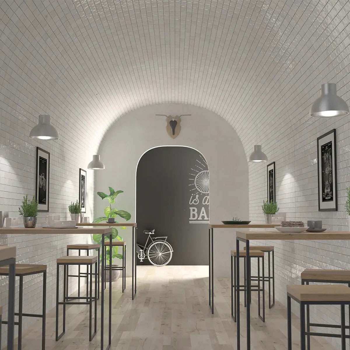 Intérieur avec revêtement Fès Blanc 6.2x12.5