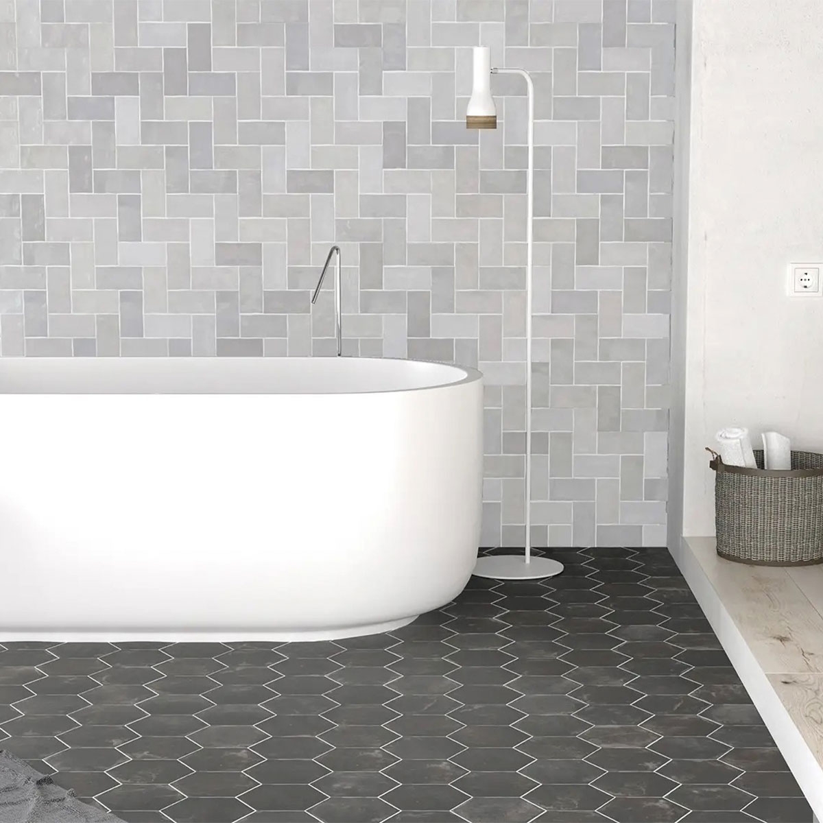 Interior com revestimento Fez Grey 6.2x12.5