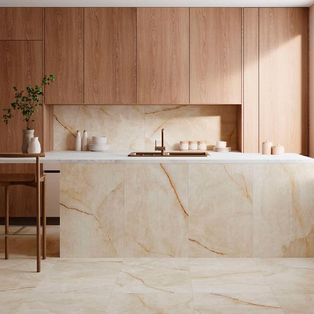 Cozinha Nuvola Gold com pavimento e revestimento 59.1x119.1 (Box 1.41m2)