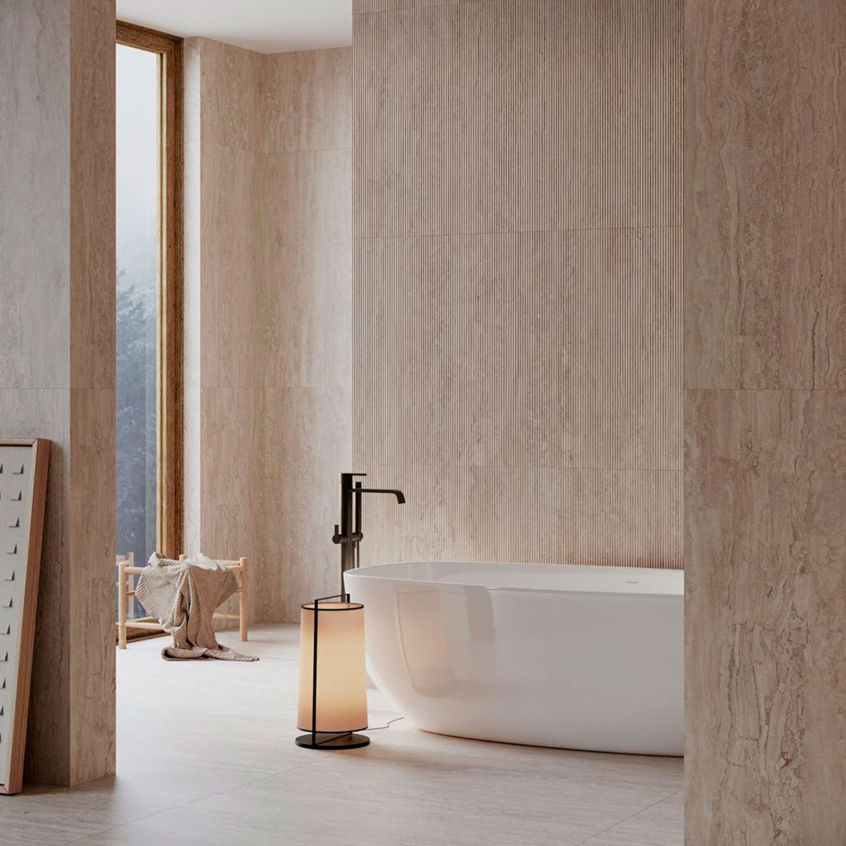 Bathroom with Natural Palatine cladding 59.1x119.1 (Box 1.41m2)