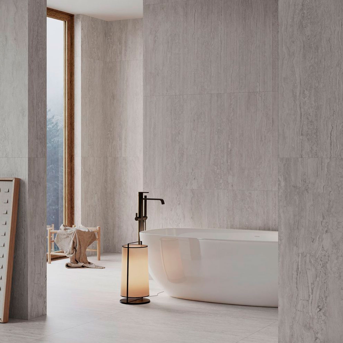 Badezimmer mit Palatino-Silberverkleidung 59,1x119,1 (Box 1,41m²)