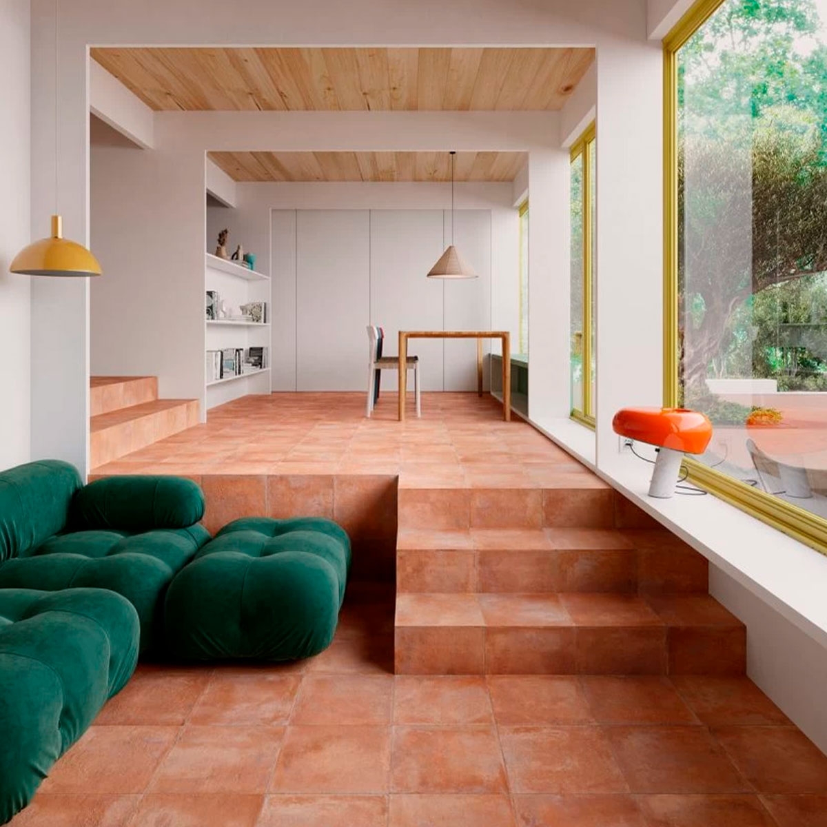 Interior con pavimento Saona Cotto 33,15x33,15 (Caja 1,32m2)