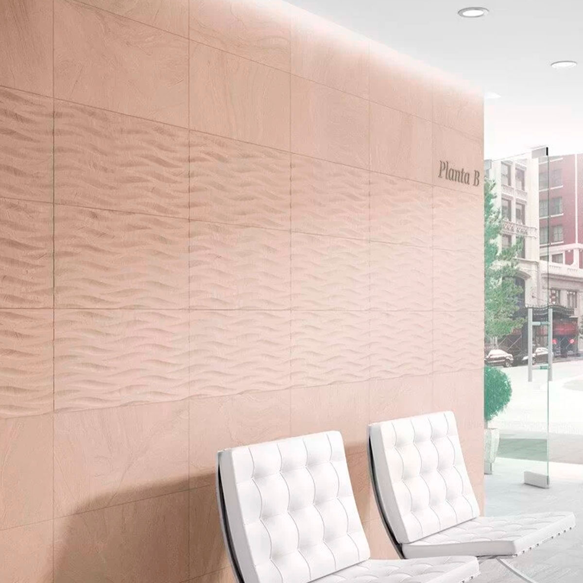 Interior con revestimiento Varana Almond 32x62,5 (Caja 1,00m2)