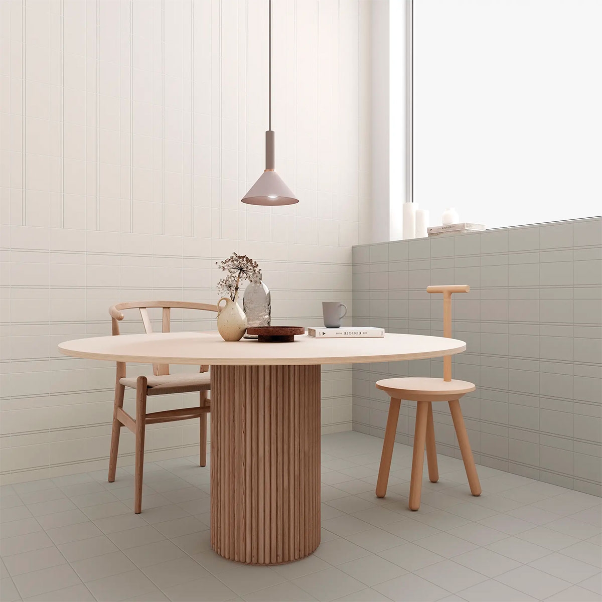 Chambre avec revêtement Point & Dash Neutral Grey 15x15