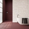 Baño con revestimiento Point & Dash Neutral Burgundy 15x15 (Caja 0.54m2)