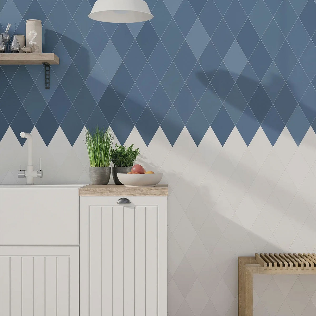 Interior com revestimento Diamond Blue 14x24