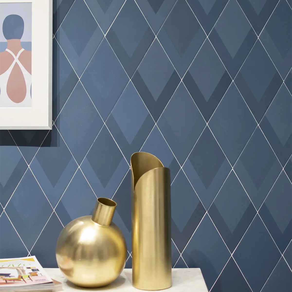 Interior con revestimiento Diamond Decor Blue 14x24