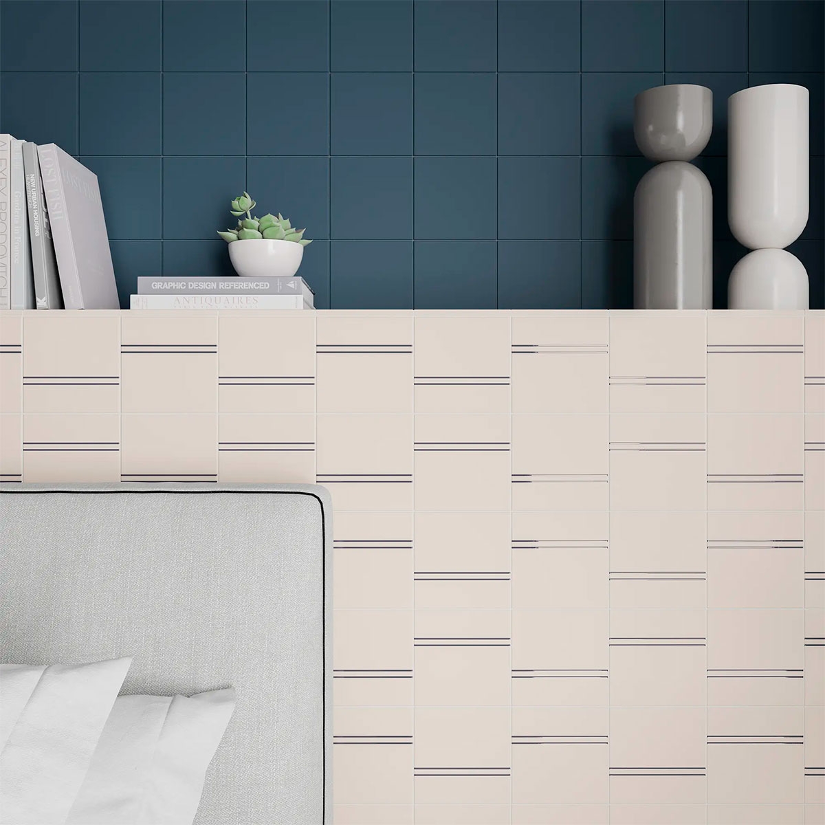 Habitación con revestimiento Point & Dash PD Peacock 15x15 (Caja 0.54m2)