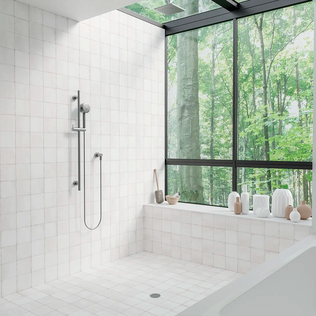 Salle de bain avec sol et revêtement mural Mud Old White 14x14 (Boîte 0.49m2)