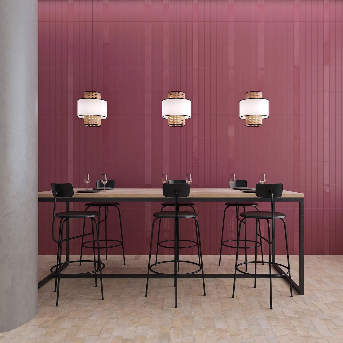 Interior com revestimento Grace Berry Gloss 7.5x30