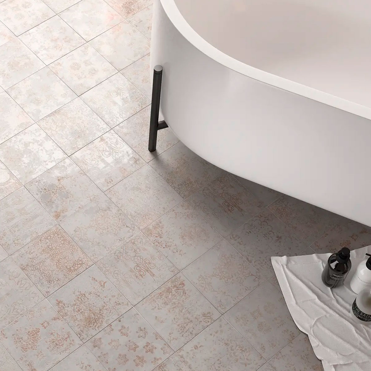 Mestizaje Chateau Antique Blanc 18.5x18.5 Salle de bain avec dallage (Boîte 0.41m2)