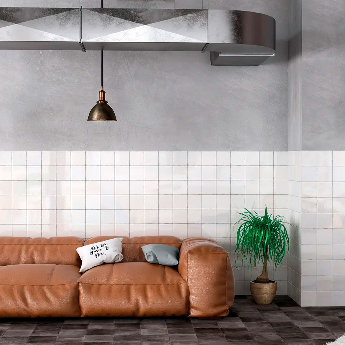 Interior with Mestizaje Chateau Graphite 18.5x18.5 pavement (Box 0.41m2)