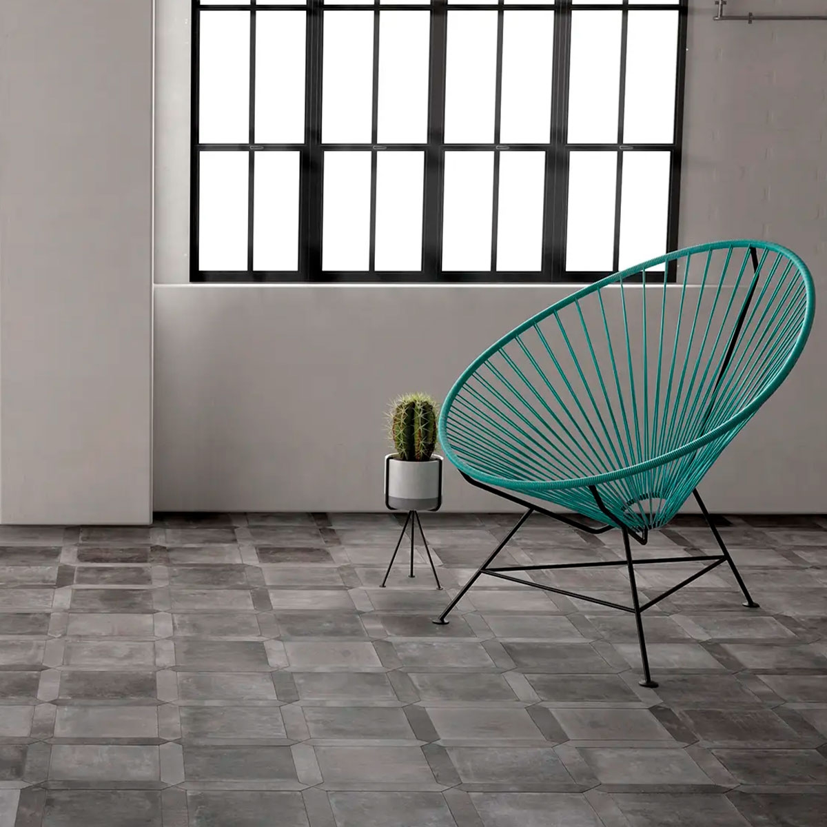 Interior with Mestizaje Chateau Graphite flooring 18.5x18.5