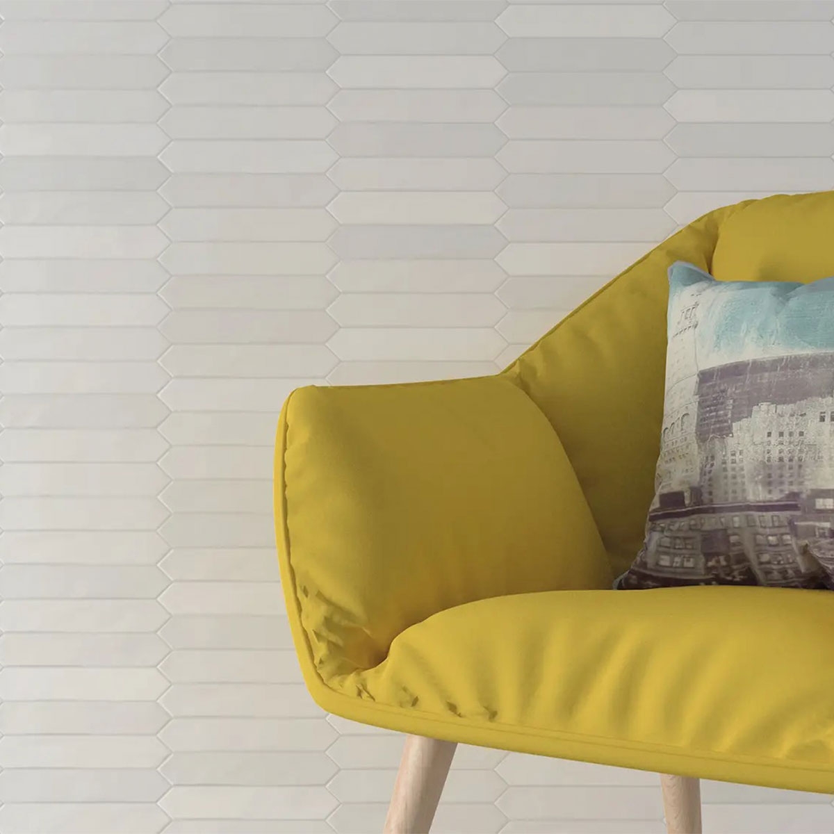 Interior con revestimiento Gradient Crayon White Brillo 4.3x24.3