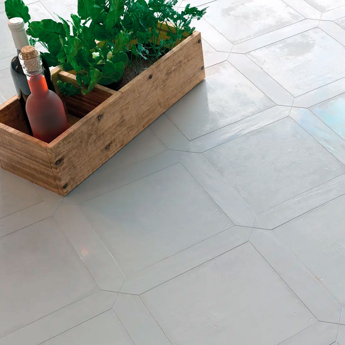 Interior com Chateau Mestiçagem, pavimento branco 18.5x18.5 (Box 0.41m2)