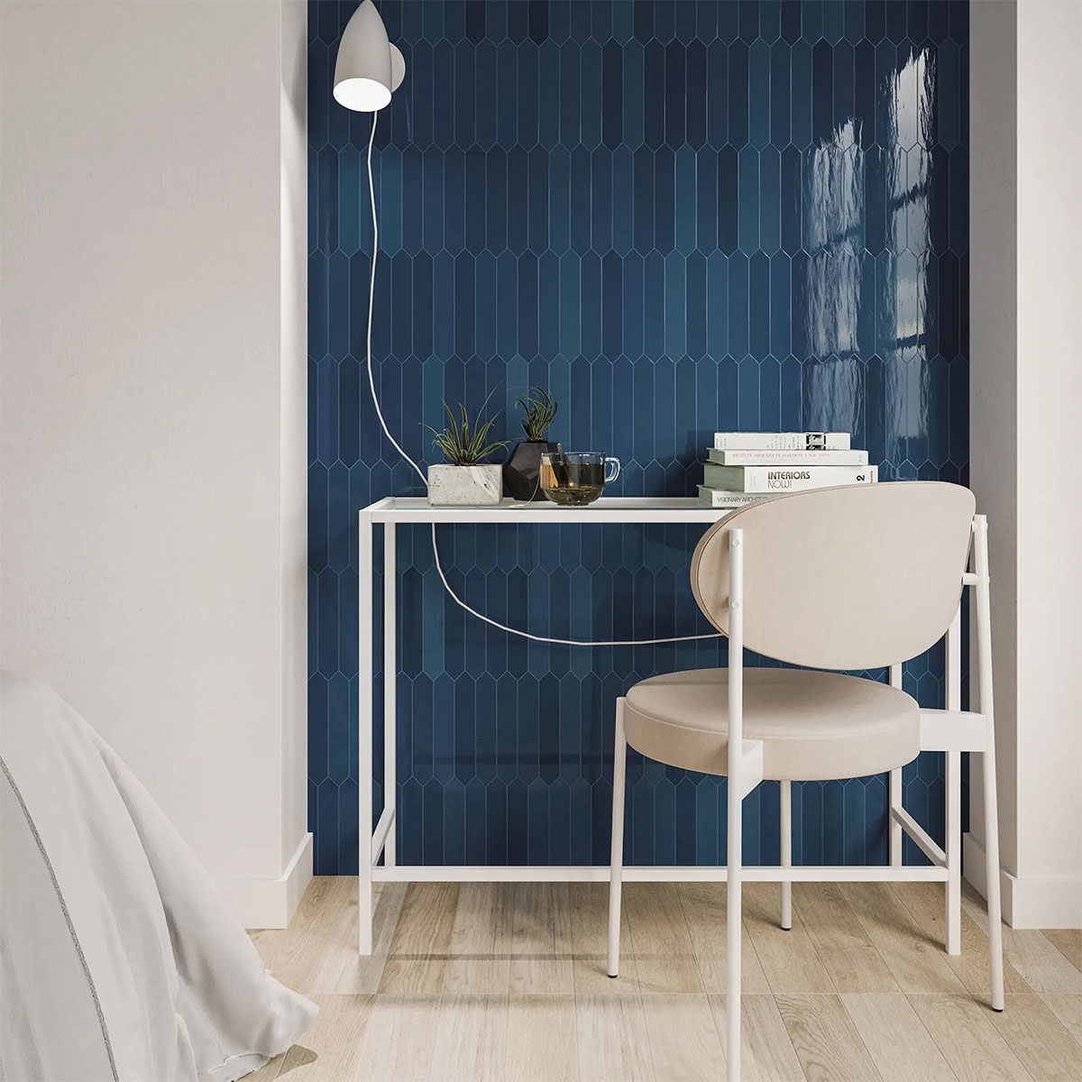 Interior com revestimento Gradient Crayon Indigo 4.3x24.3