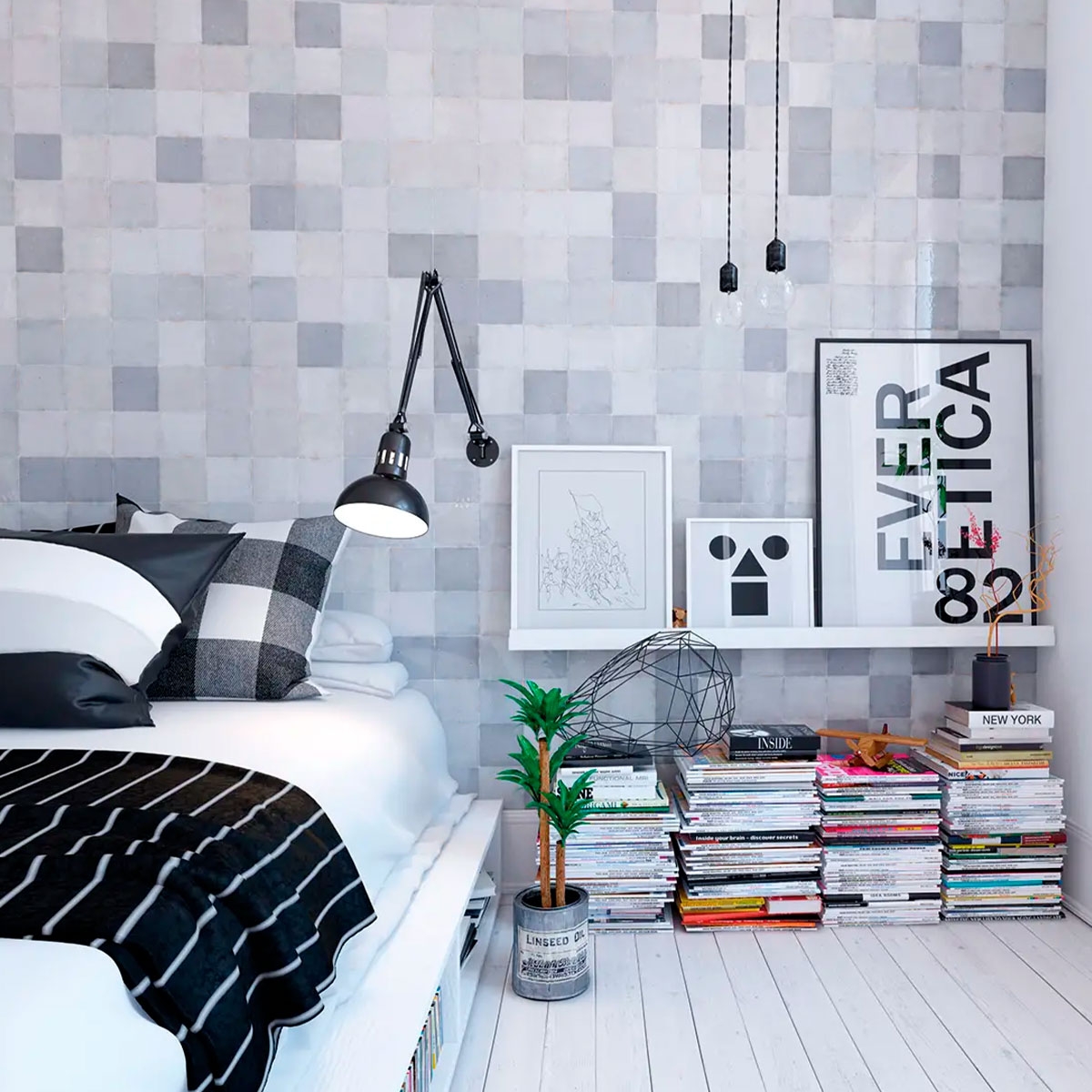 Quarto com revestimento Mestizaje Zellige Grey 12.5x12.5 (Box 0.42m2)