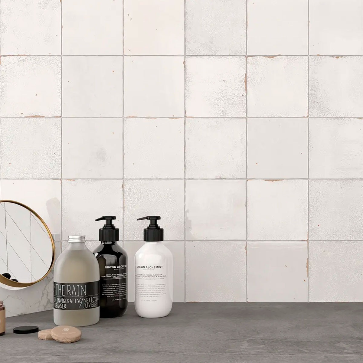 Baño con revestimiento Mestizaje Zellige White Brillo 12,5x12,5 (Caja 0.42m2)