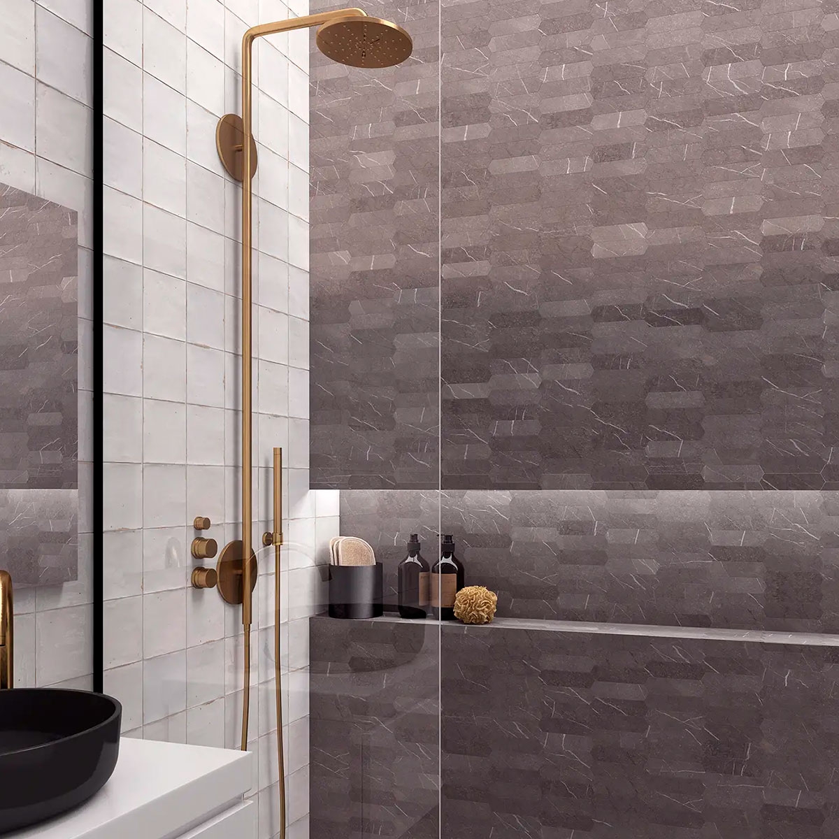 Bathroom with Mestizaje Zellige White Matte 12.5x12.5 coating (Box 0.42m2)