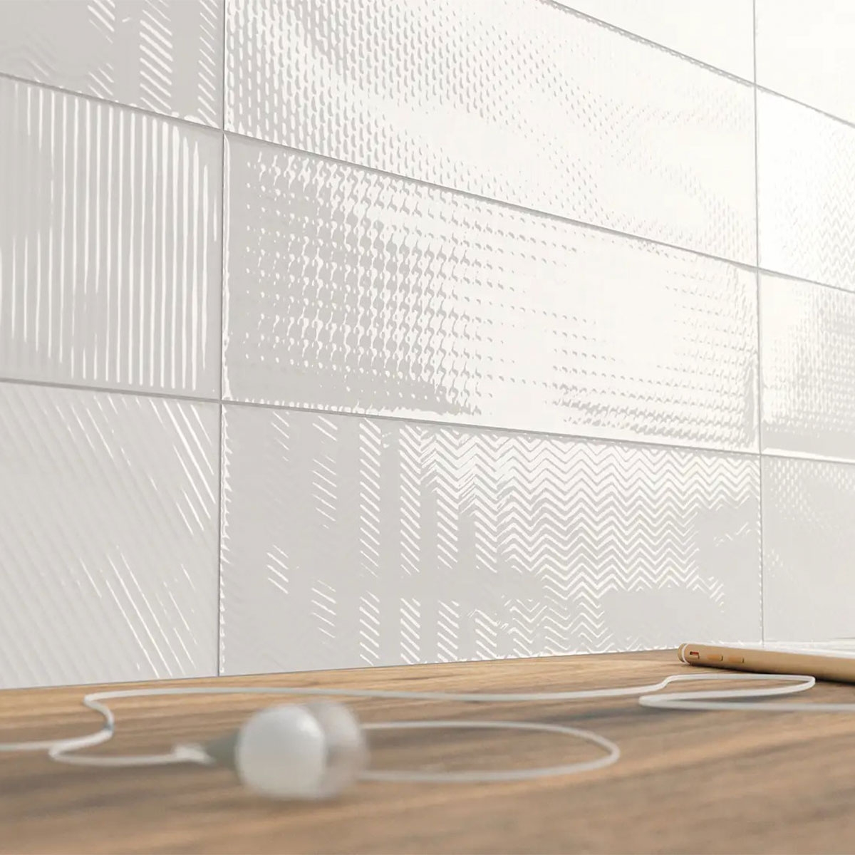 Interior with Gradient Decor White Gloss coating 7.5x30