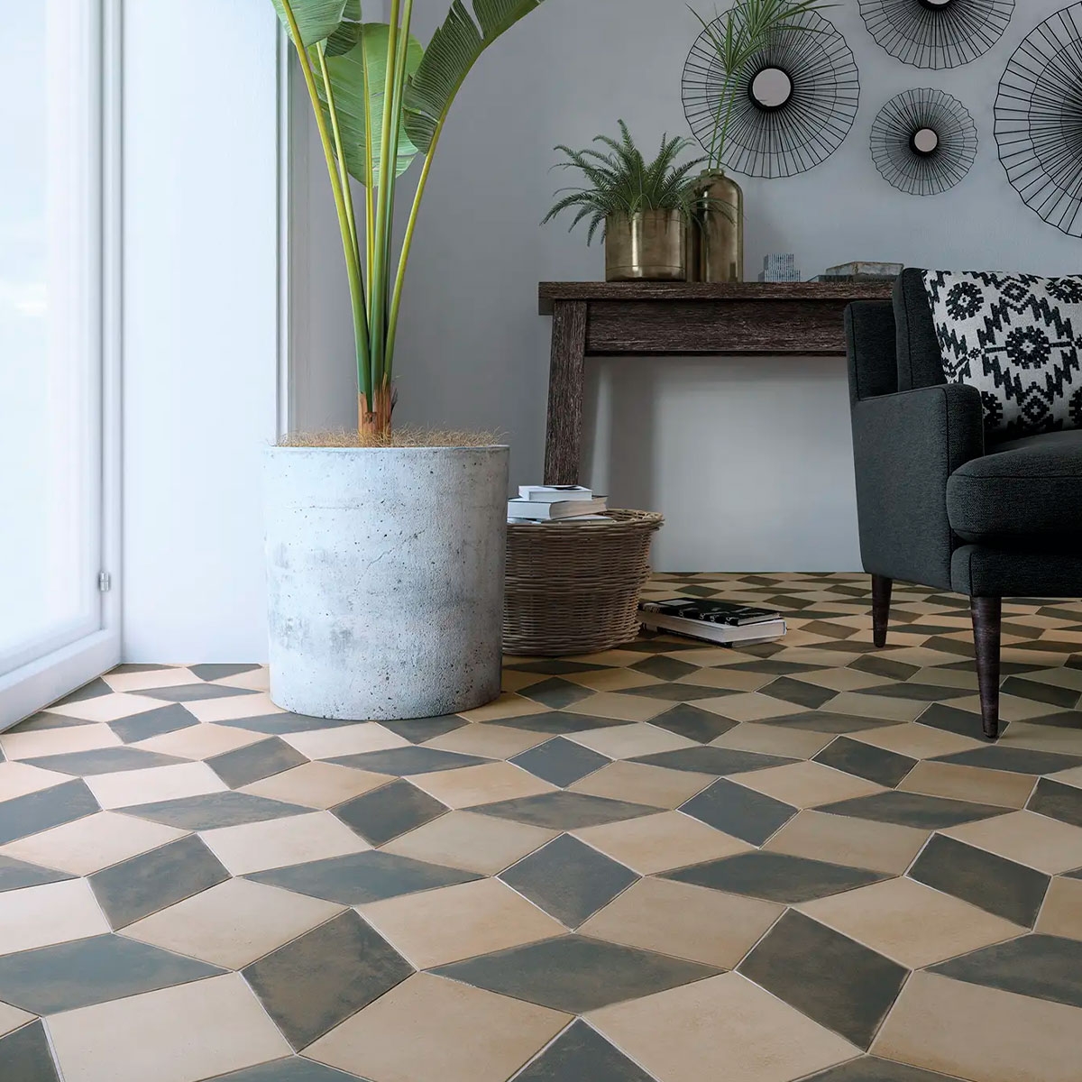 Interior with Mud Diamond Graphite 14x24 pavement (Box 0.46m2)