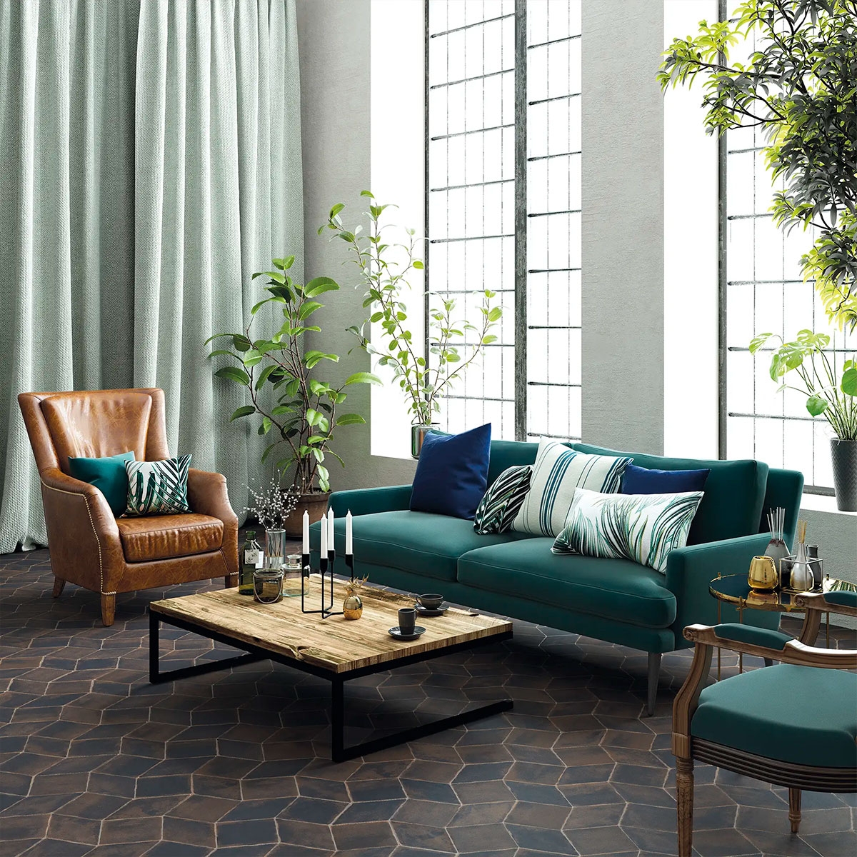 Interior with Mud Diamond Graphite flooring 14x24