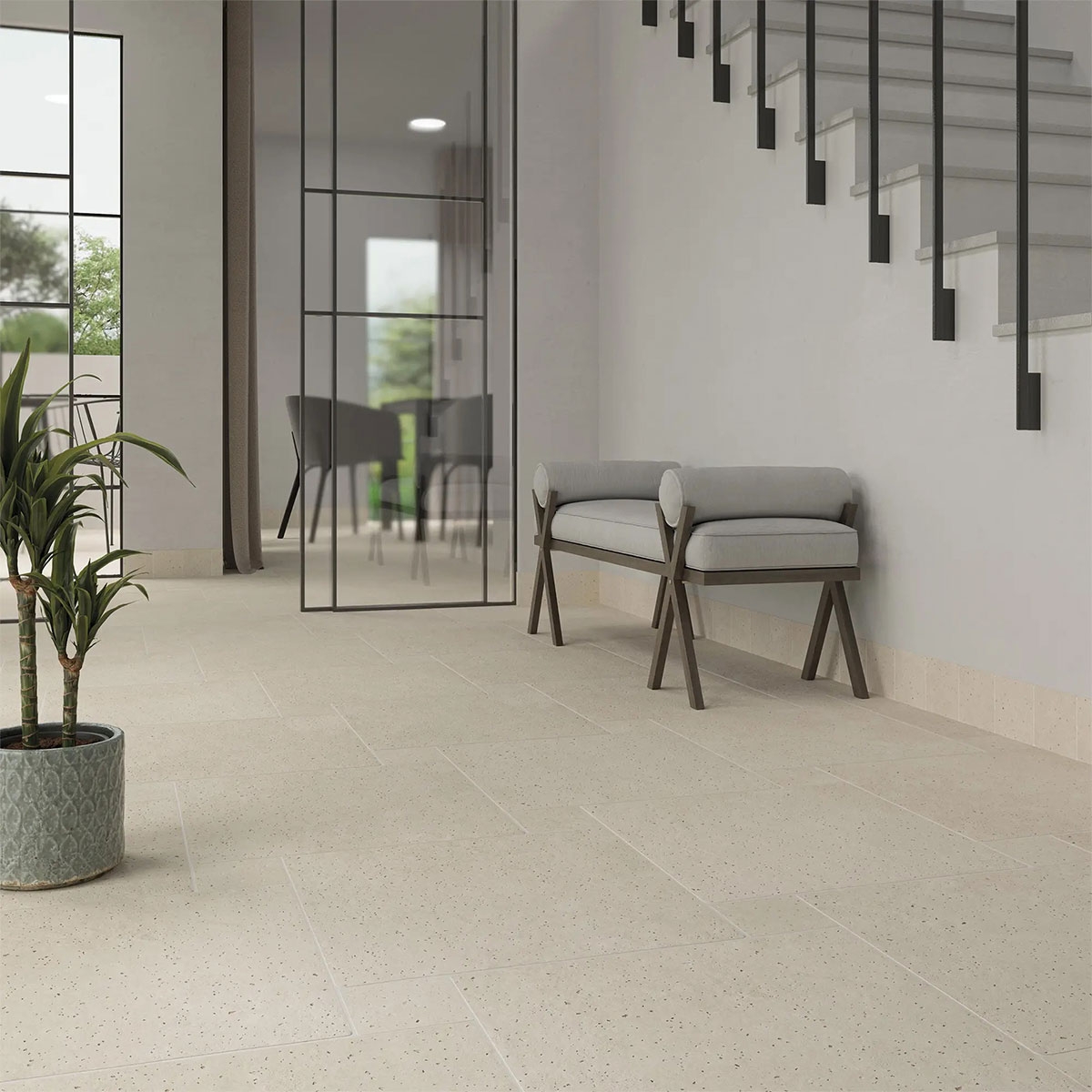 Interior com piso Halo XXL Dawn 44x44