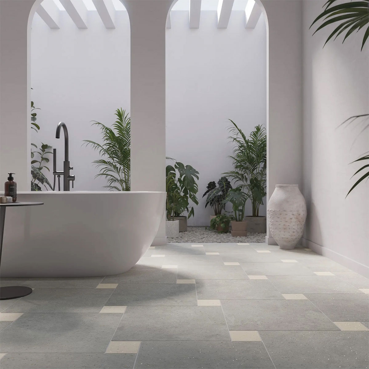 Interior com piso Halo XXL Noon 44x44