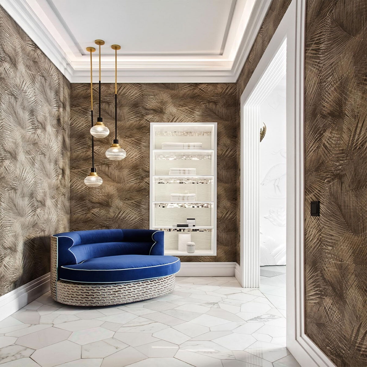 Chambre avec corniche C396 2000 x 61 x 185