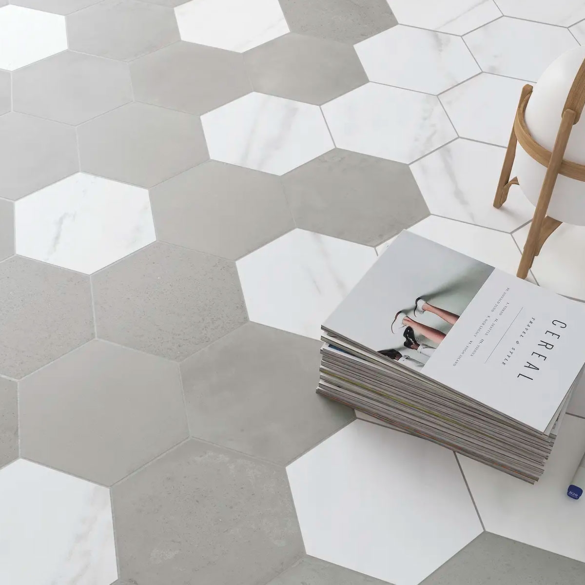 Intérieur avec Love Affairs Hexagon Calacatta 20x23 (Box 0.35m2)