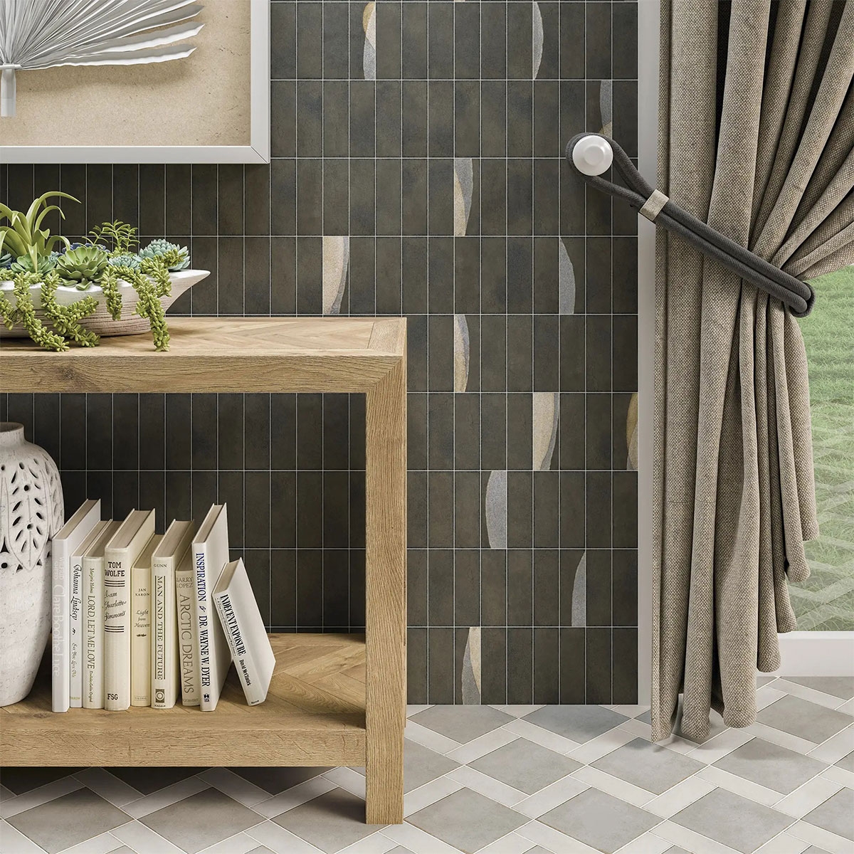 Interior con revestimiento Pottery Graphite 5x15