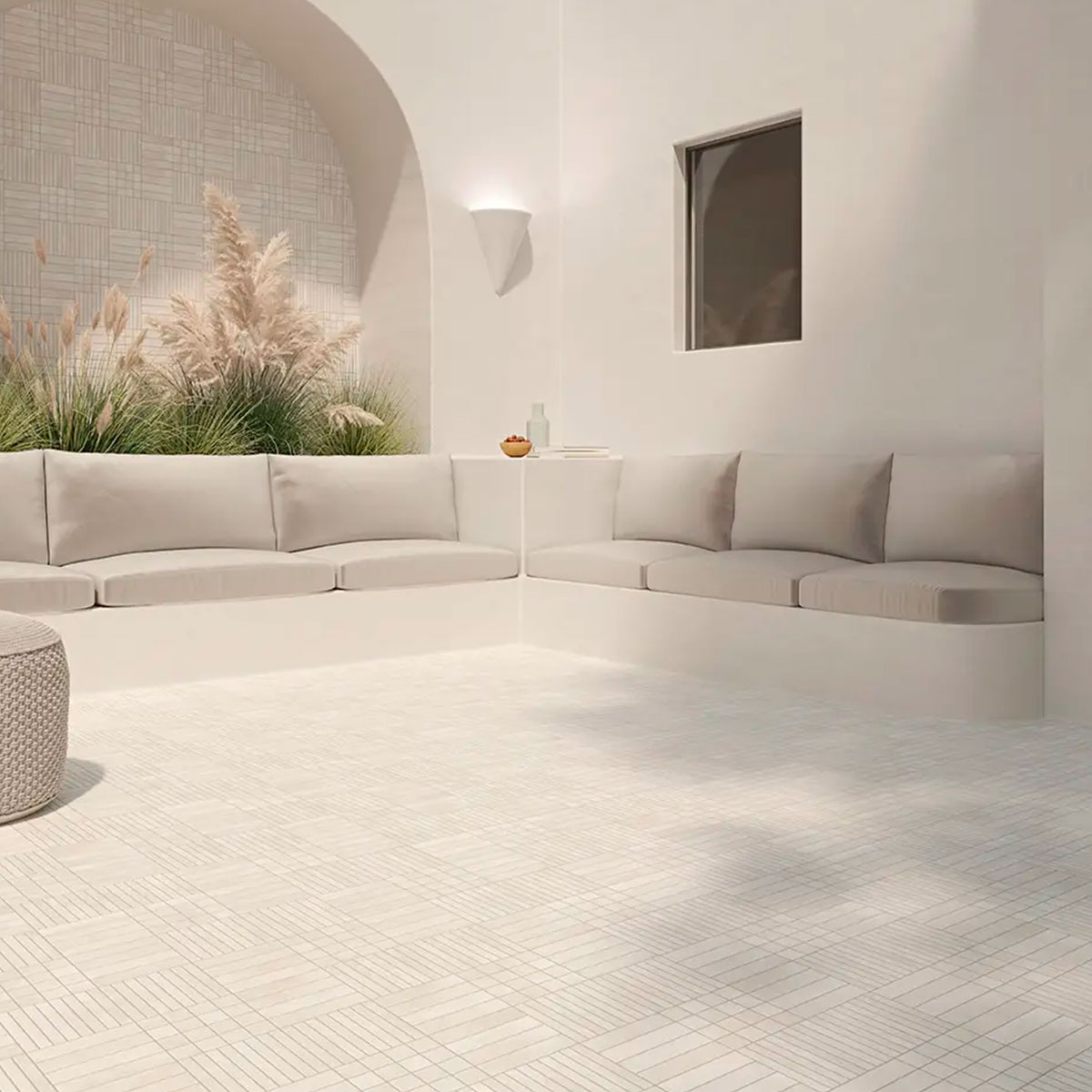 Extérieur avec sol Raster Lines S Off White 15x15 (Boîte 0.54m2)