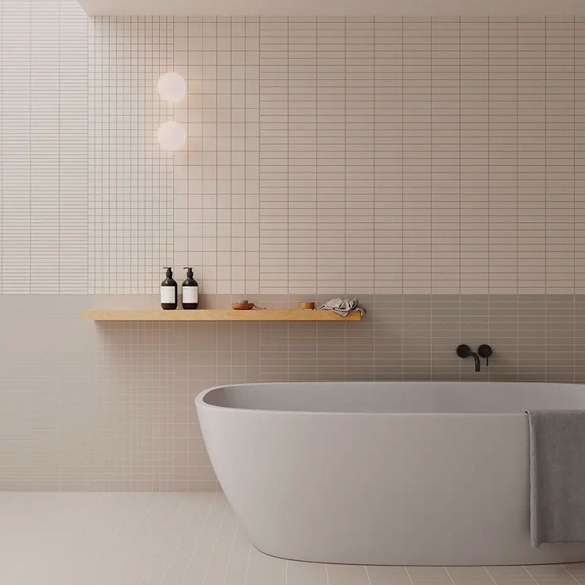 Badezimmer mit Rastergitter S Aschebeschichtung 15x15 (Schachtel 0,54 m²)