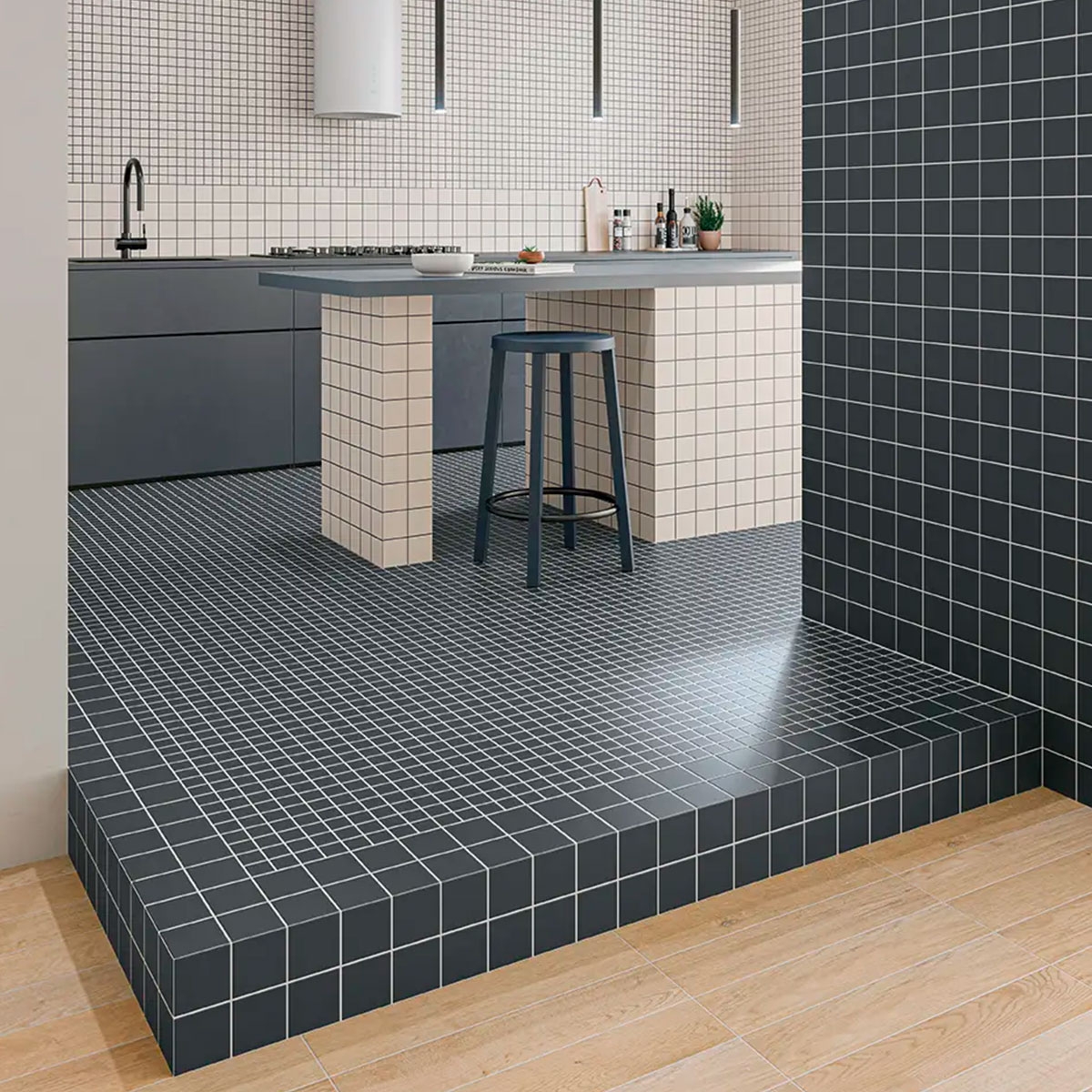 Grille raster S Bleu profond 15x15 Cuisine avec dallage (Boîte 0.54m2)