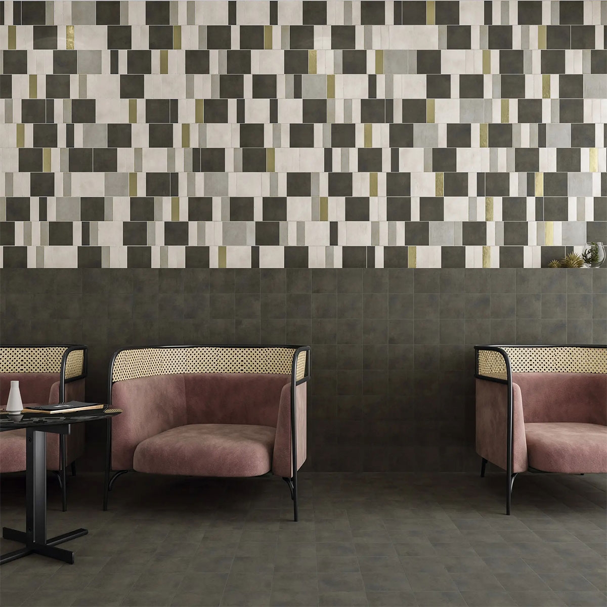 Interior con revestimiento Pottery Square Natural 15x15