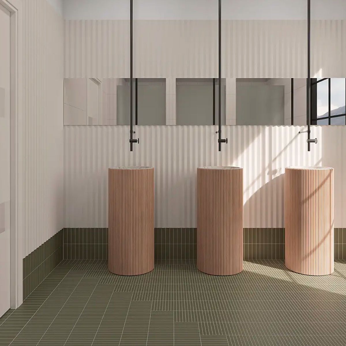 Innenraum mit Boden und Verkleidung Rasterlinien M Moss 15x15 (Box 0,54m²)