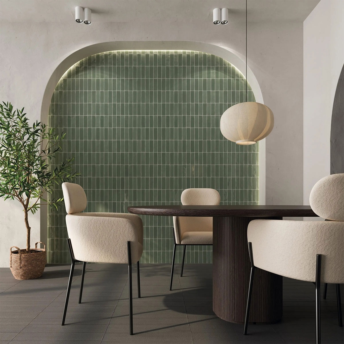 Interior com revestimento Rebels Moss 5x15